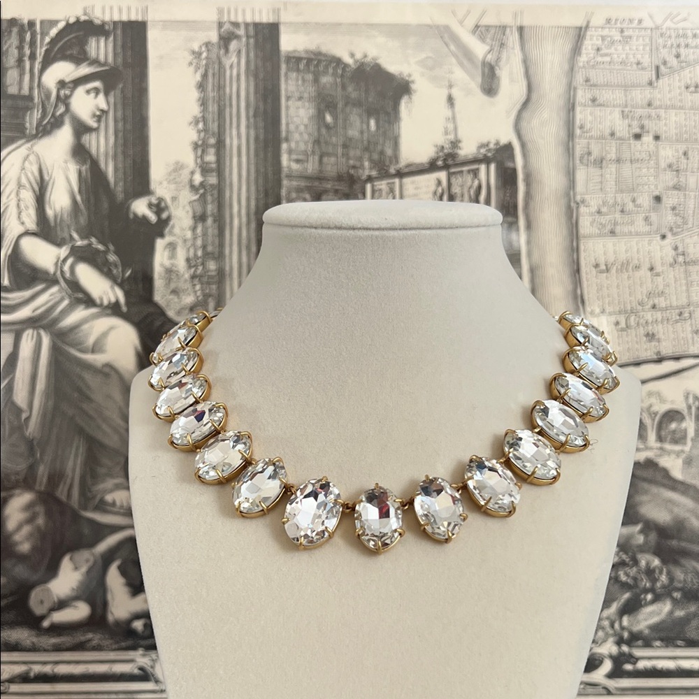 J. Crew Clear Crystal Collar Necklace with Gold-Tone Setting